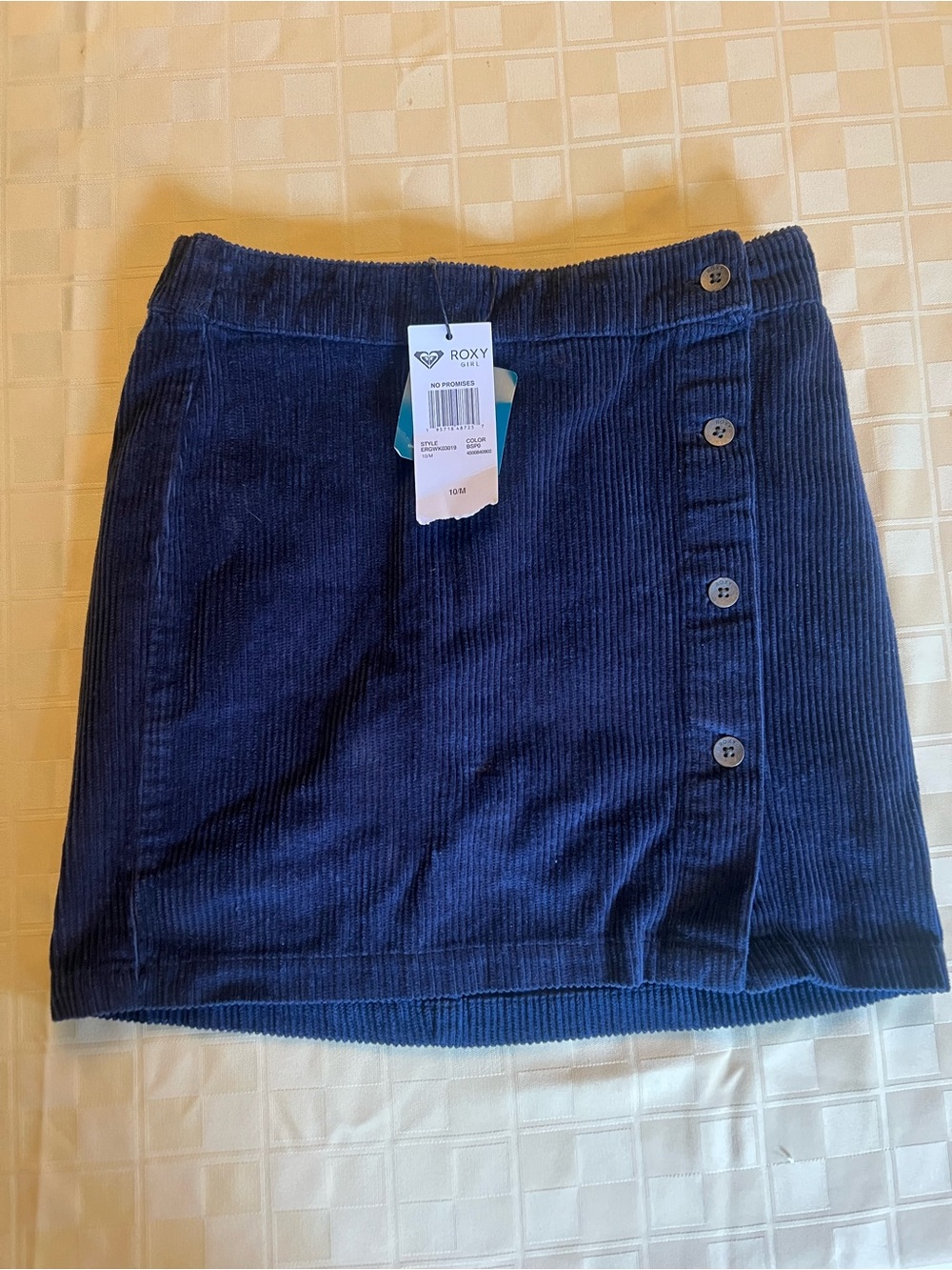 Roxy Navy Corduroy Mini Skirt with Side Buttons